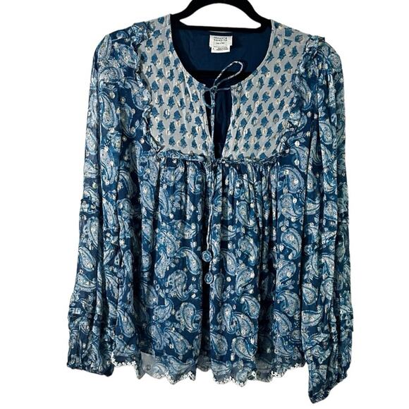 Hemant and Nandita Opal Paisley Peasant Blouse - Picture 4 of 10